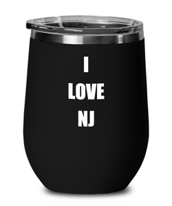 I Love Nj Wine Glass Sayings Funny Gift Idea Insulated Tumbler With Lid-Wine Glass
