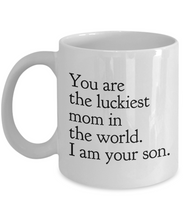 Load image into Gallery viewer, Luckiest mom in the world mug - son-Coffee Mug