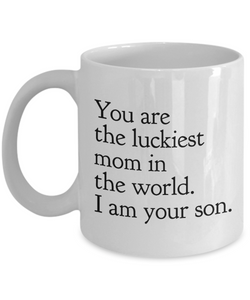 Luckiest mom in the world mug - son-Coffee Mug