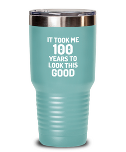 100th Birthday Tumbler 100 Year Old Anniversary Bday Funny Gift Idea for Novelty Gag Coffee Tea Insulated Cup With Lid-Tumbler