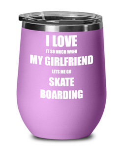 Funny Skate Boarding Wine Glass Gift For Boyfriend From Girlfriend Lover Joke Insulated Tumbler Lid-Wine Glass