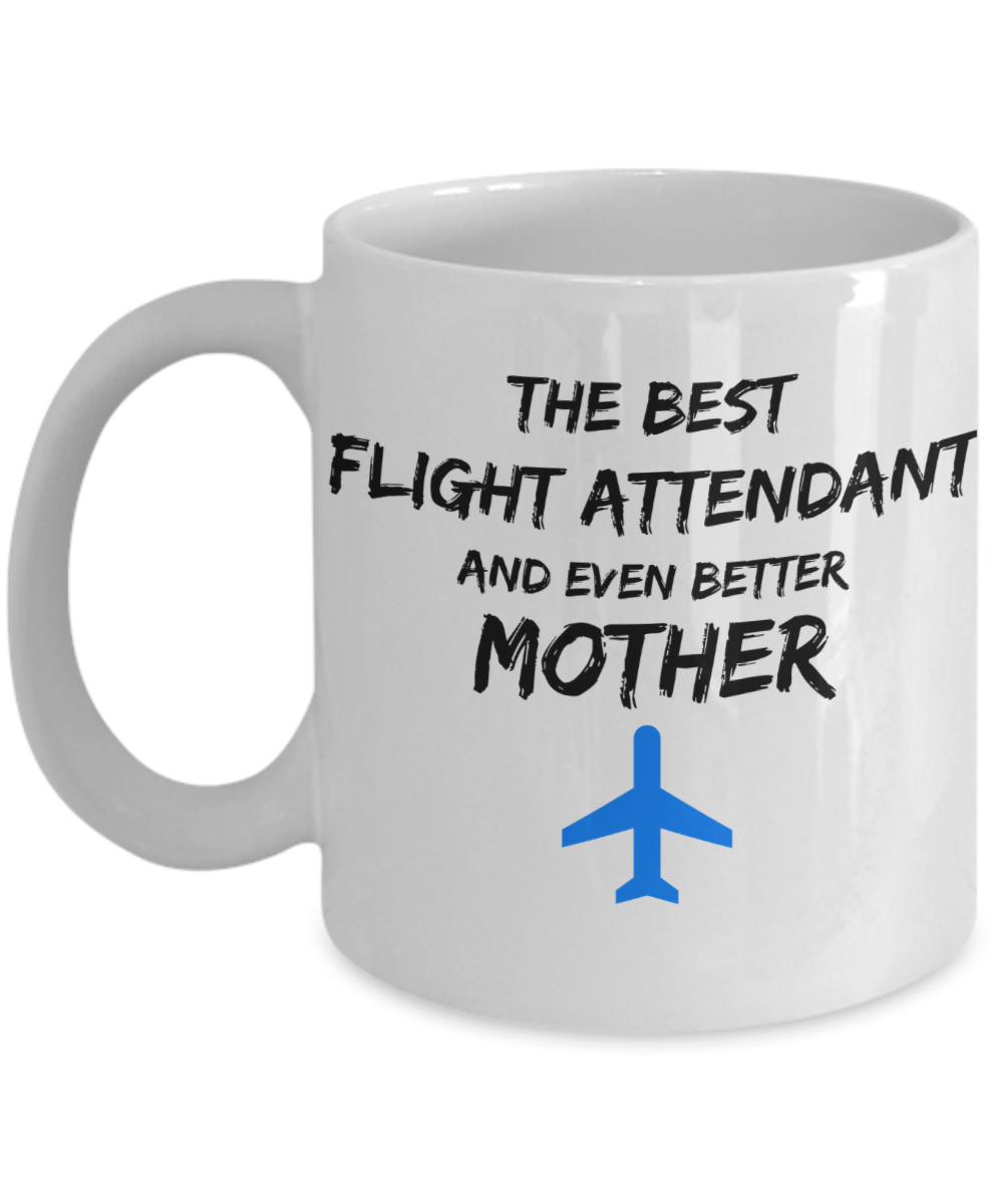 Flight Attendant Mom Coffee Mug Best Mother Funny Gift for Mama Novelty Gag Tea Cup Blue Plane-Coffee Mug