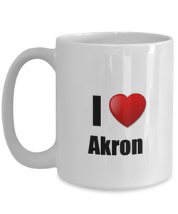 Akron Mug I Love City Lover Pride Funny Gift Idea for Novelty Gag Coffee Tea Cup-Coffee Mug