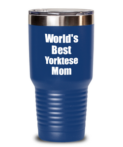 Yorktese Mom Tumbler Worlds Best Dog Lover Funny Gift For Pet Owner Coffee Tea Insulated Cup With Lid-Tumbler