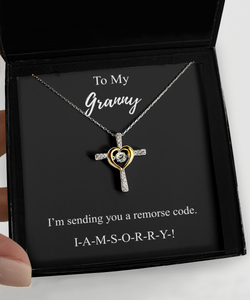 I'm Sorry Granny Necklace Funny Apologize Gift Sending You A Remorse Code Witty Pun Pendant Gag Sterling Silver Chain With Box-Precious Jewelry
