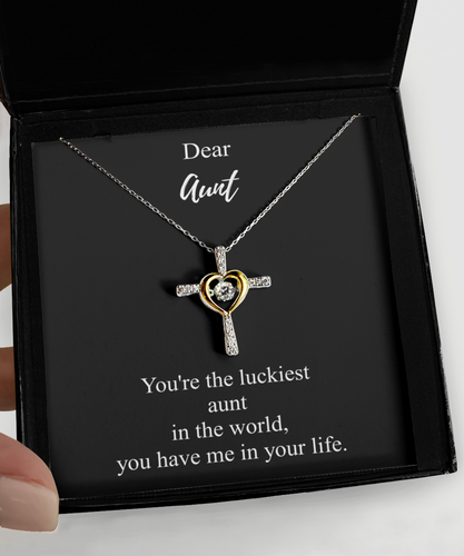 Luckiest Aunt Necklace Funny Gift Idea In The World You Have Me Sarcastic Pun Pendant Gag Sterling Silver Chain With Box-Precious Jewelry