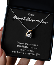 Load image into Gallery viewer, Luckiest Grandfather-In-Law Necklace Funny Gift Idea In The World You Have Me Sarcastic Pun Pendant Gag Sterling Silver Chain With Box-Precious Jewelry