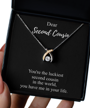 Load image into Gallery viewer, Luckiest Second Cousin Necklace Funny Gift Idea In The World You Have Me Sarcastic Pun Pendant Gag Sterling Silver Chain With Box-Precious Jewelry