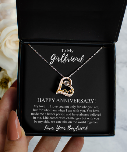 To My Girlfriend Dating Anniversary Necklace Romantic Gift For Her GF Relation Pendant I Love You Quote Jewelry Message Card Box-Precious Jewelry
