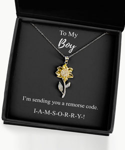 I'm Sorry Boy Necklace Funny Apologize Gift Sending You A Remorse Code Witty Pun Pendant Gag Sterling Silver Chain With Box-Precious Jewelry