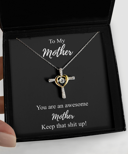 You're An Awesome Mother Necklace Funny Gift Idea Keep That Shit Up Motivation Quote Pendant Gag Sterling Silver Chain With Box-Precious Jewelry