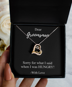 Funny Groomsman I'm Sorry Necklace Apologize Gift for what I said when I was HUNGRY Witty Pun Pendant Sterling Silver Chain With Box-Precious Jewelry