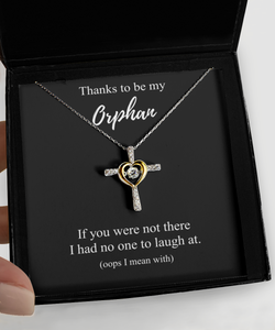 Thanks To Be My Orphan Necklace Funny Gift If You Were Not There No One To Laugh At Pun Pendant Sterling Silver Chain With Box-Precious Jewelry