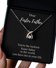 Load image into Gallery viewer, Luckiest Foster Father Necklace Funny Gift Idea In The World You Have Me Sarcastic Pun Pendant Gag Sterling Silver Chain With Box-Precious Jewelry