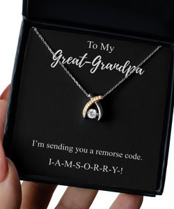 I'm Sorry Great-Grandpa Necklace Funny Apologize Gift Sending You A Remorse Code Witty Pun Pendant Gag Sterling Silver Chain With Box-Precious Jewelry