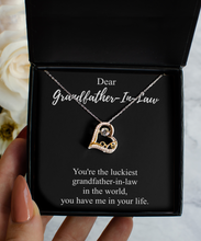 Load image into Gallery viewer, Luckiest Grandfather-In-Law Necklace Funny Gift Idea In The World You Have Me Sarcastic Pun Pendant Gag Sterling Silver Chain With Box-Precious Jewelry