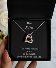 Load image into Gallery viewer, Luckiest Prima Necklace Funny Gift Idea In The World You Have Me Sarcastic Pun Pendant Gag Sterling Silver Chain With Box-Precious Jewelry