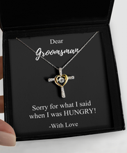Load image into Gallery viewer, Funny Groomsman I&#39;m Sorry Necklace Apologize Gift for what I said when I was HUNGRY Witty Pun Pendant Sterling Silver Chain With Box-Precious Jewelry