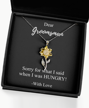 Load image into Gallery viewer, Funny Groomsman I&#39;m Sorry Necklace Apologize Gift for what I said when I was HUNGRY Witty Pun Pendant Sterling Silver Chain With Box-Precious Jewelry