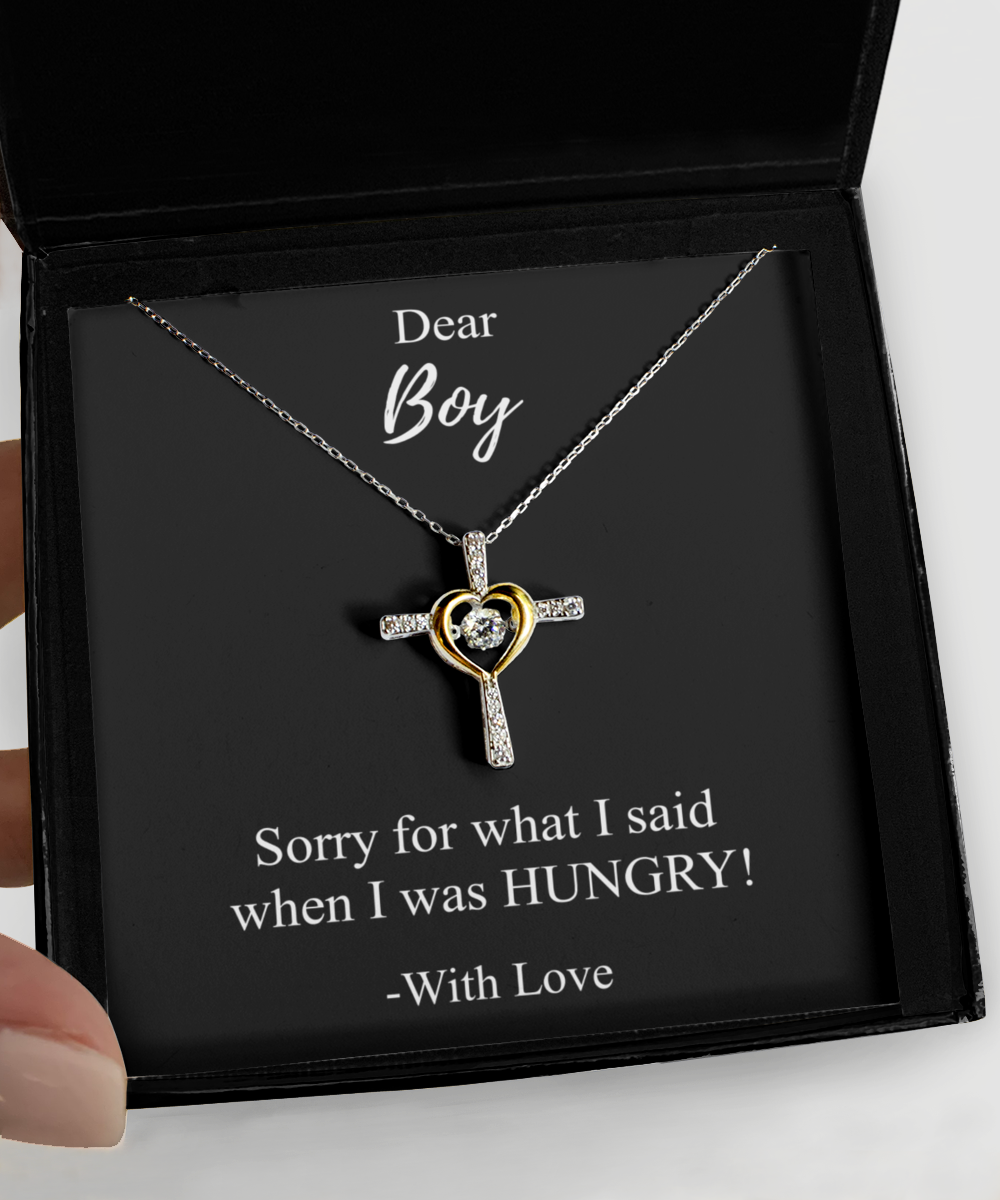 Funny Boy I'm Sorry Necklace Apologize Gift for what I said when I was HUNGRY Witty Pun Pendant Sterling Silver Chain With Box-Precious Jewelry