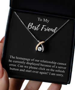 I'm Sorry Best Friend Necklace Funny Reconciliation Gift for Geek Homepage of Relationship Start Over Pendant Sterling Silver Chain With Box-Precious Jewelry