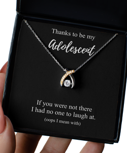 Thanks To Be My Adolescent Necklace Funny Gift If You Were Not There No One To Laugh At Pun Pendant Sterling Silver Chain With Box-Precious Jewelry