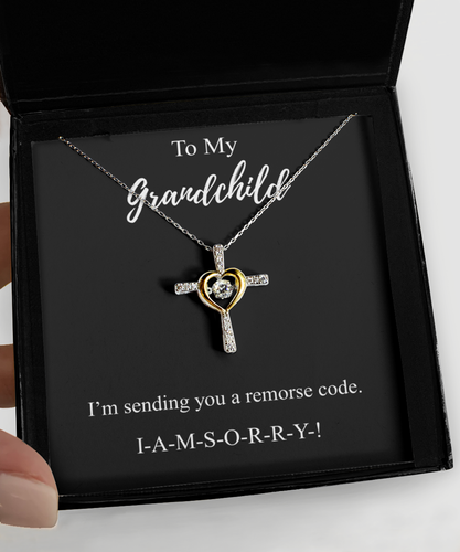 I'm Sorry Grandchild Necklace Funny Apologize Gift Sending You A Remorse Code Witty Pun Pendant Gag Sterling Silver Chain With Box-Precious Jewelry