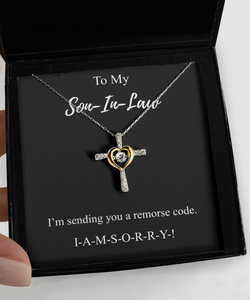 I'm Sorry Son-In-Law Necklace Funny Apologize Gift Sending You A Remorse Code Witty Pun Pendant Gag Sterling Silver Chain With Box-Precious Jewelry