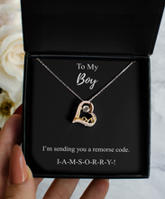 Load image into Gallery viewer, I&#39;m Sorry Boy Necklace Funny Apologize Gift Sending You A Remorse Code Witty Pun Pendant Gag Sterling Silver Chain With Box-Precious Jewelry