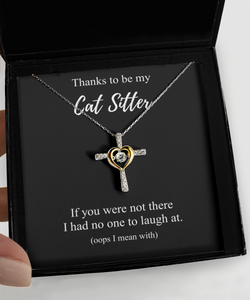 Thanks To Be My Cat Sitter Necklace Funny Gift If You Were Not There No One To Laugh At Pun Pendant Sterling Silver Chain With Box-Precious Jewelry