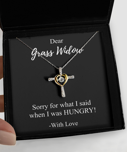 Funny Grass Widow I'm Sorry Necklace Apologize Gift for what I said when I was HUNGRY Witty Pun Pendant Sterling Silver Chain With Box-Precious Jewelry