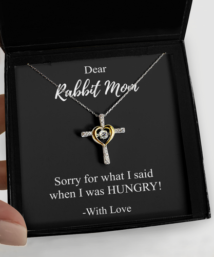 Funny Rabbit Mom I'm Sorry Necklace Apologize Gift for what I said when I was HUNGRY Witty Pun Pendant Sterling Silver Chain With Box-Precious Jewelry