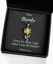 Load image into Gallery viewer, Funny Bisnieta I&#39;m Sorry Necklace Apologize Gift for what I said when I was HUNGRY Witty Pun Pendant Sterling Silver Chain With Box-Precious Jewelry